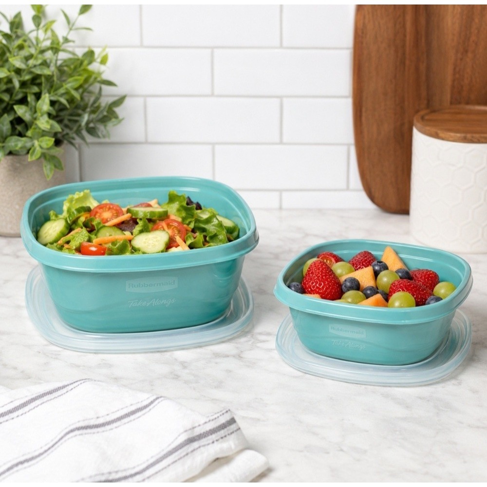 Rubbermaid TakeAlongs Food Storage Container Set 18 Pc Teal BPA Free w/ Lids USA